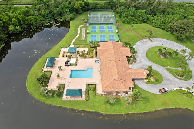 6055 Parkwalk Dr, Boynton Beach, FL 33472 - aerial view of a pool area and a nearby body of water