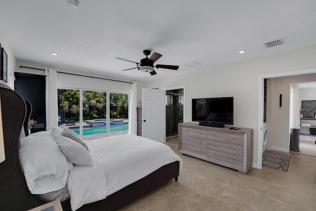 bedroom featuring ceiling fan