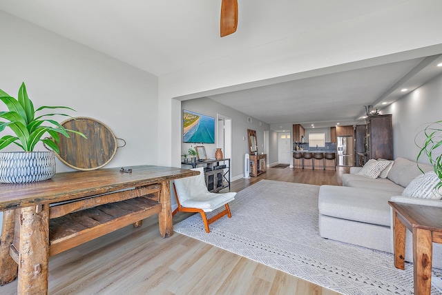 living room with light wood-type flooring