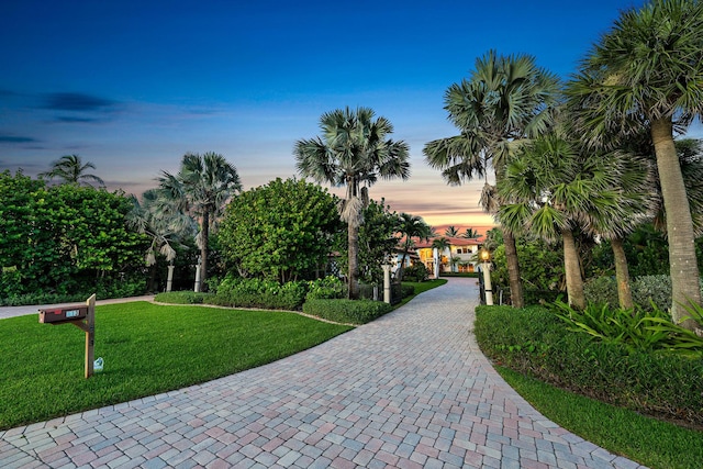 view of home's community featuring a lawn