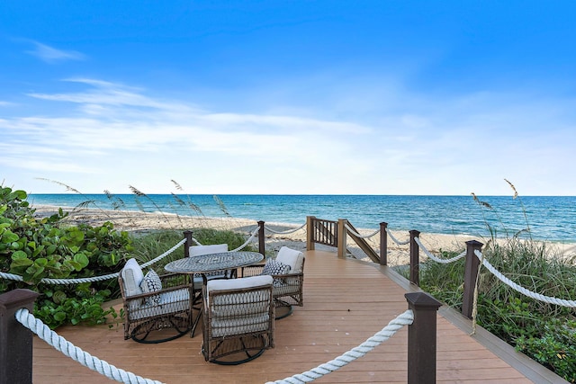 exterior space with a view of the beach