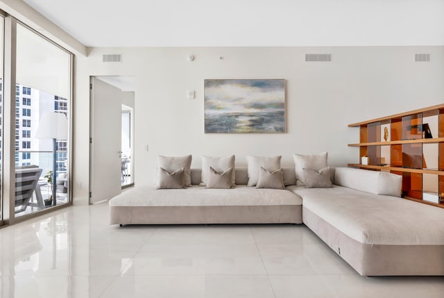 view of tiled living room