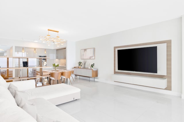 view of tiled living room