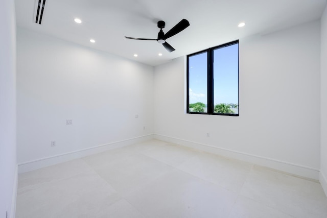 unfurnished room with ceiling fan