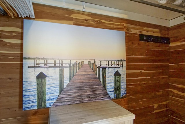 dock area featuring a water view