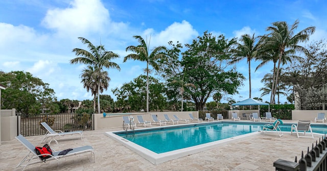 view of pool featuring a patio