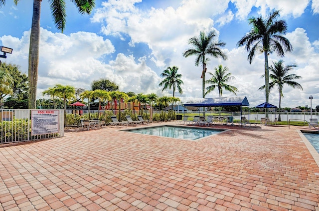 view of pool with a patio area