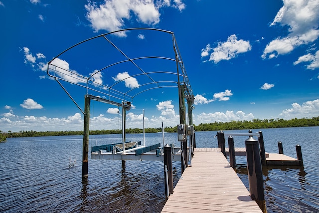 view of dock featuring a water view