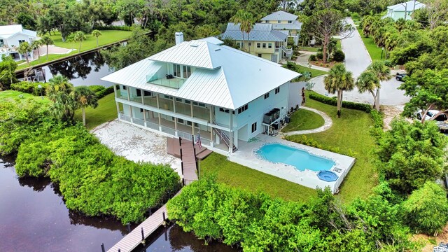13064 Via Flavia, Placida, FL 33946 - aerial view of property and surrounding area with a large body of water and a pool