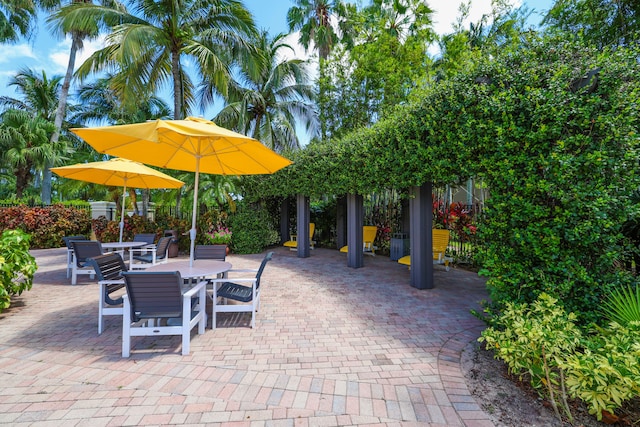 view of patio with outdoor dining area