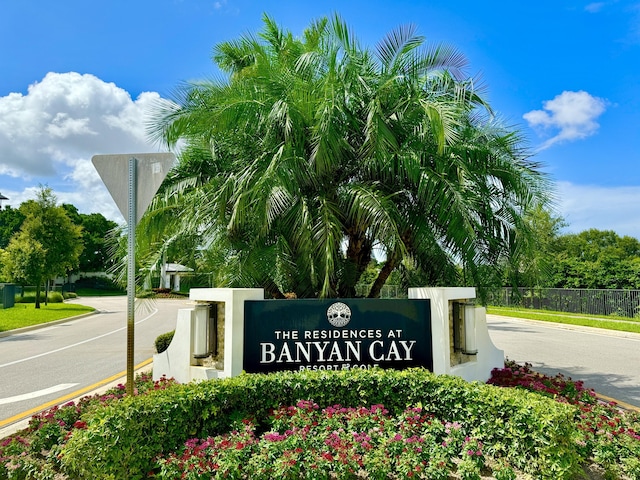 view of community sign