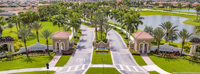 bird's eye view featuring a water view