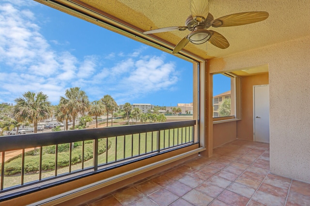 balcony with ceiling fan