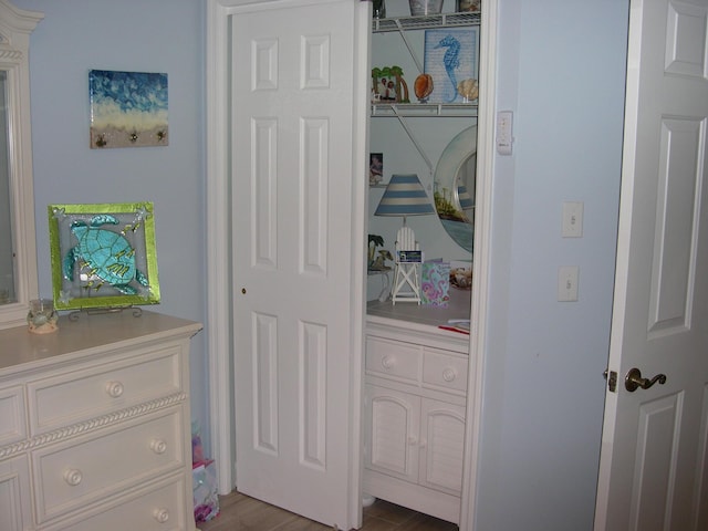 interior space featuring dark wood-style flooring