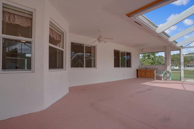 view of patio / terrace featuring ceiling fan