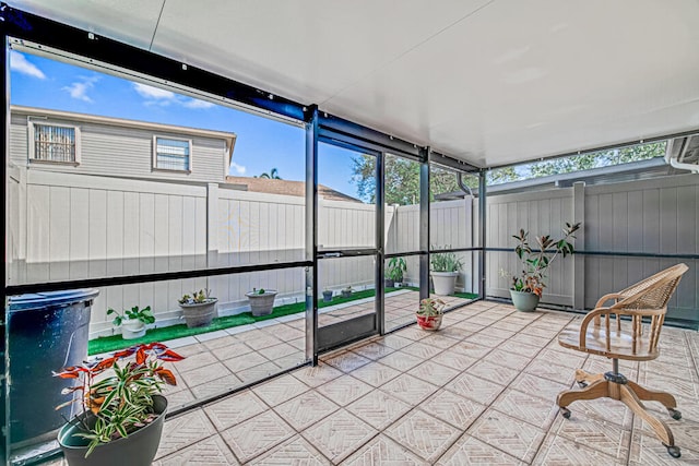 view of unfurnished sunroom