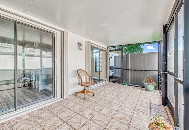 view of unfurnished sunroom