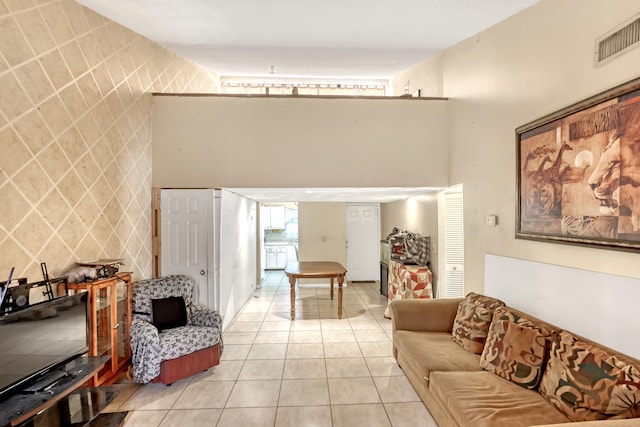 view of tiled living room