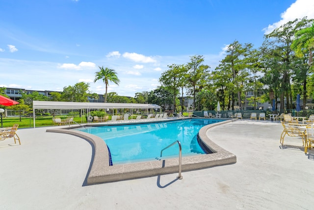 view of swimming pool featuring a patio