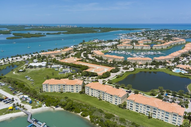 bird's eye view featuring a water view