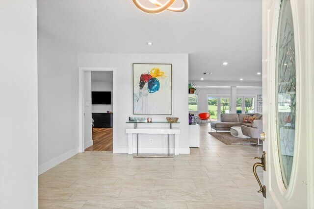 interior space with light hardwood / wood-style floors