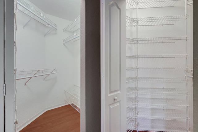 spacious closet with wood-type flooring