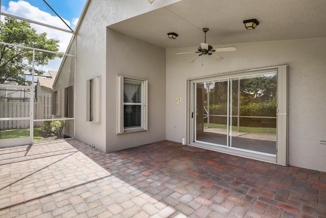 8278 Duomo Cir, Boynton Beach, FL 33472 - view of patio with a ceiling fan and glass enclosure
