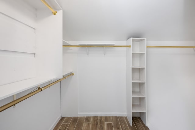 spacious closet with wood tiled floor