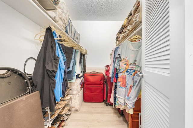 spacious closet with light hardwood / wood-style floors