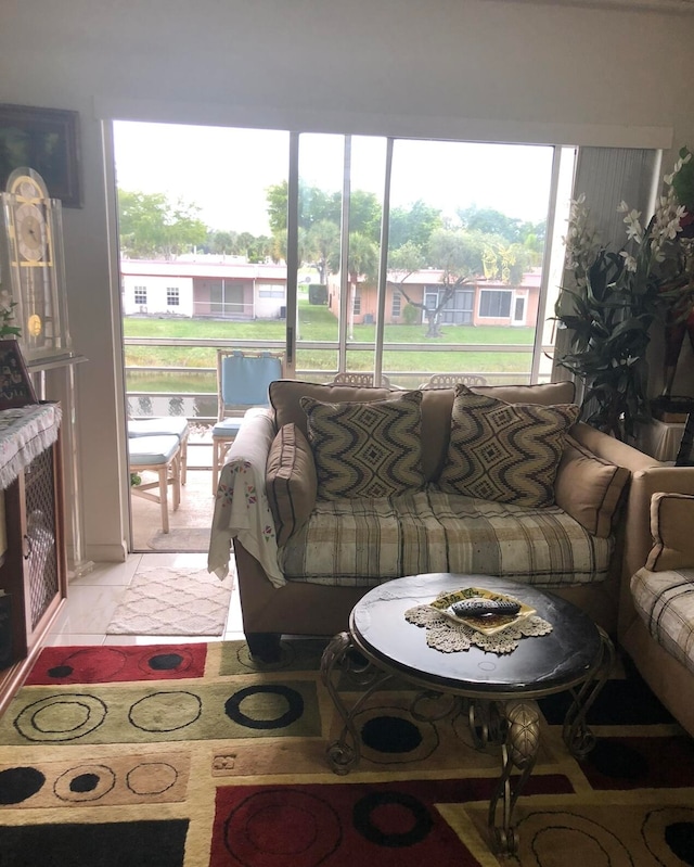 view of tiled living room