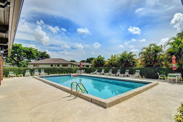 view of pool featuring a patio area