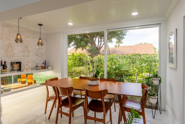 view of tiled dining room