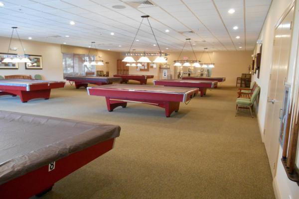 game room with carpet and pool table