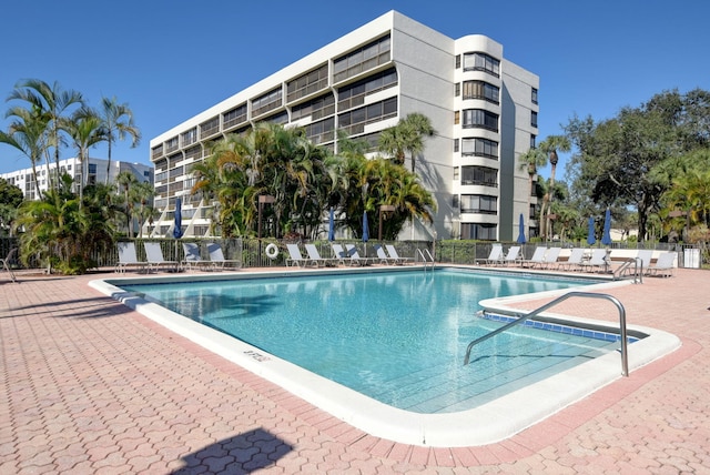 view of pool featuring a patio area