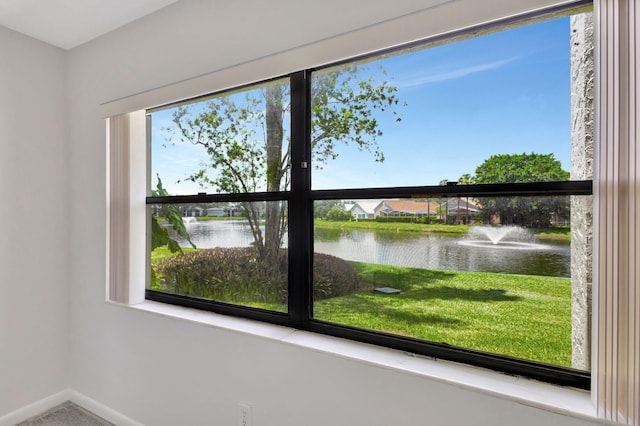 room details featuring a water view