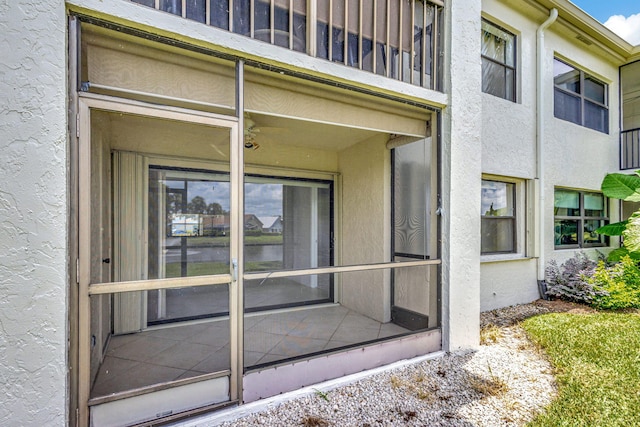 doorway to property featuring a balcony