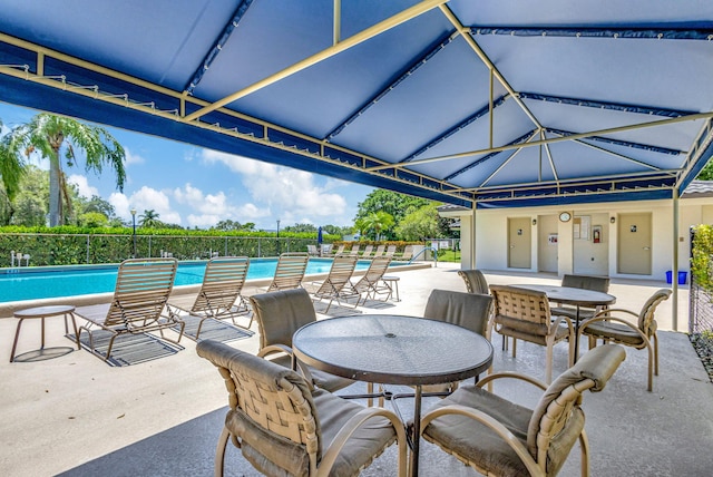 view of patio / terrace featuring a fenced in pool