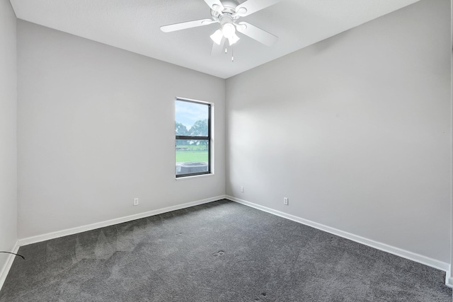 5890 NE 56th Pkwy, Okeechobee, FL 34972 - unfurnished room featuring baseboards, dark colored carpet, and ceiling fan