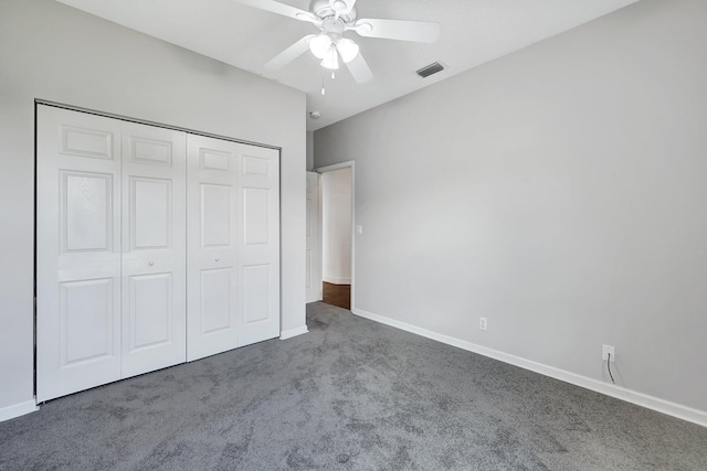 5890 NE 56th Pkwy, Okeechobee, FL 34972 - unfurnished bedroom featuring a closet, baseboards, carpet, and visible vents
