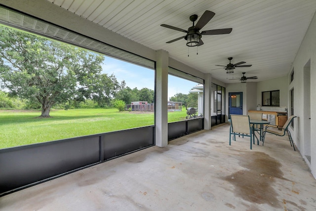 5890 NE 56th Pkwy, Okeechobee, FL 34972 - sunroom / solarium featuring a sink and ceiling fan