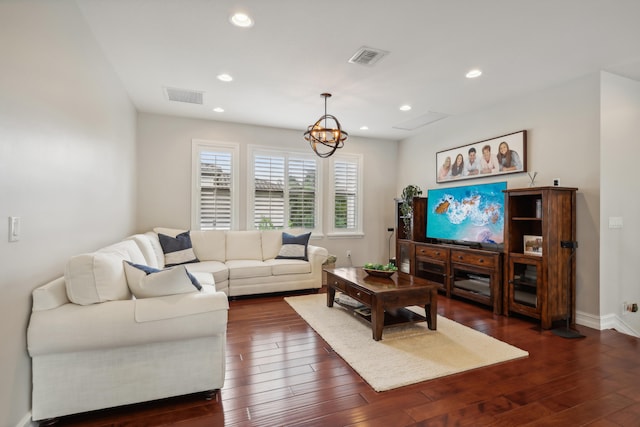 living room featuring dark hardwood / wood-style flooring