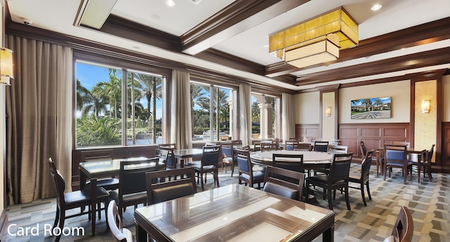 dining room with crown molding