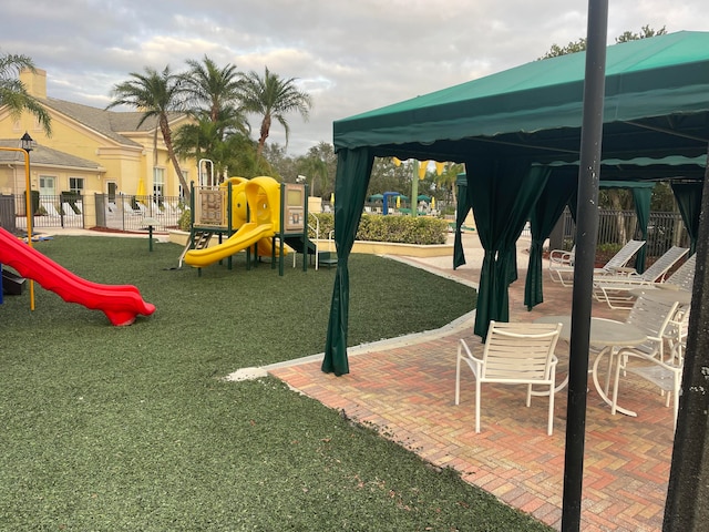 view of play area with a gazebo