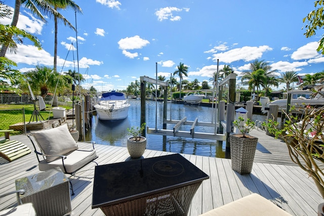 dock area featuring a water view