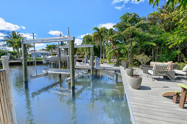 view of dock featuring a water view