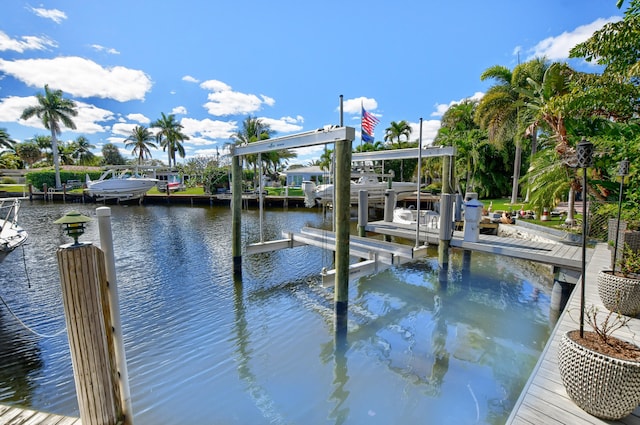 dock area featuring a water view