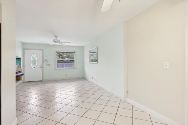 interior space featuring ceiling fan