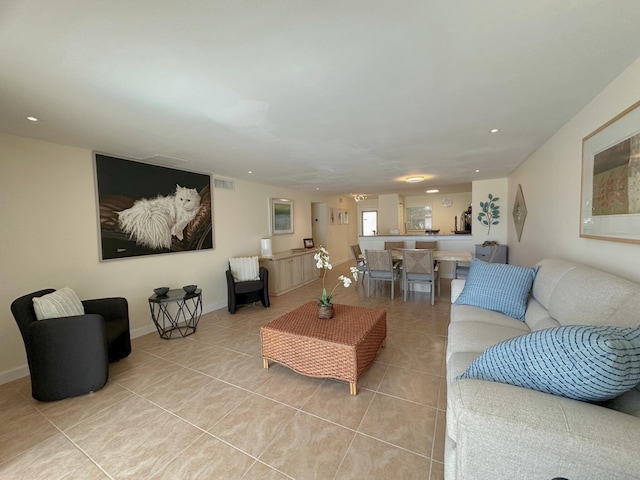 300 NE 26th Ave Unit 114, Boynton Beach, FL 33435 - living area featuring light tile patterned flooring, visible vents, and recessed lighting