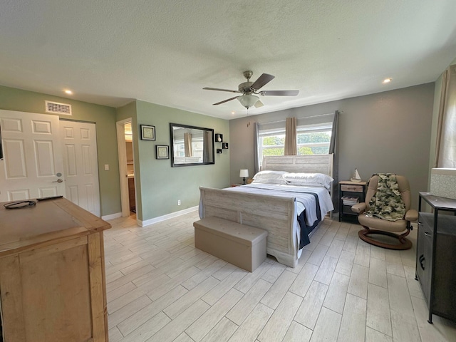 300 NE 26th Ave Unit 114, Boynton Beach, FL 33435 - bedroom featuring recessed lighting, a ceiling fan, visible vents, and light wood finished floors