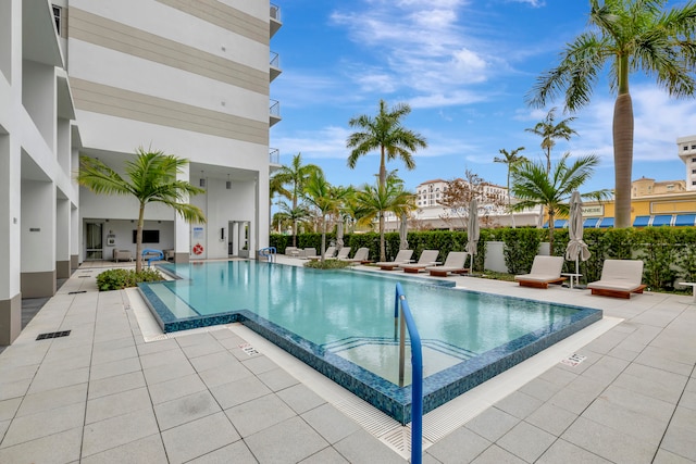 view of pool with a patio area